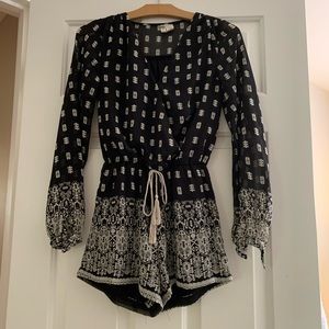 Long sleeve romper with wrap top